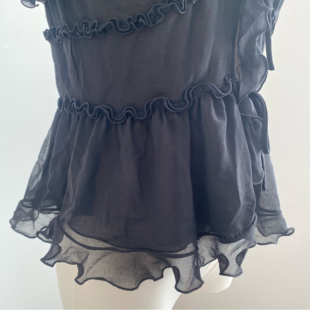 ARITZIA Wilfred Amore Camisole Ruffled Chiffon Tie-Front Cami Black Size S - Picture 6 of 10